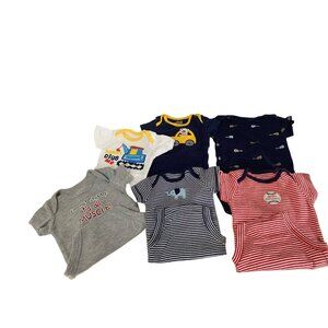 Variety Lot of 6 bodysuit Size 0 3 Newborn months Dump Truck Dog Elephant Guitar